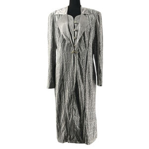 Joseph Ribkoff blazer long silver rhinestone details vintage velvet sz 12